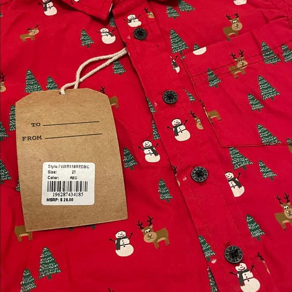 NWT Free Planet Button-Up Collared Christmas/Holiday Shirts, Size 2T - Picture 6 of 9